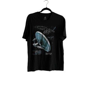 Body Rags Adult SZ M Black Star Trek USS Enterprise NCC-1701 Short Sleeve Tee